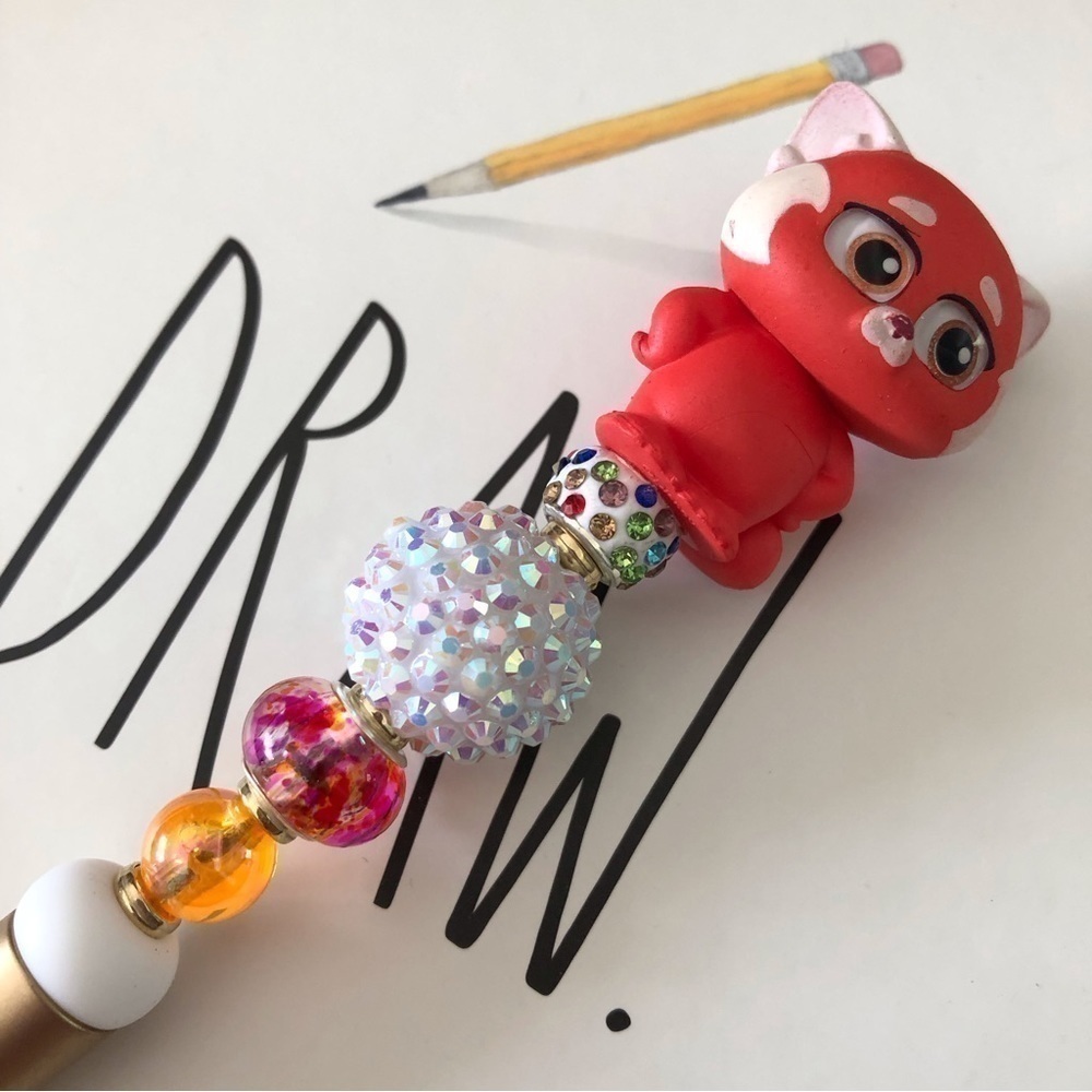 Disney Doorables: Turning Red: Panda Mei handmade beaded pen